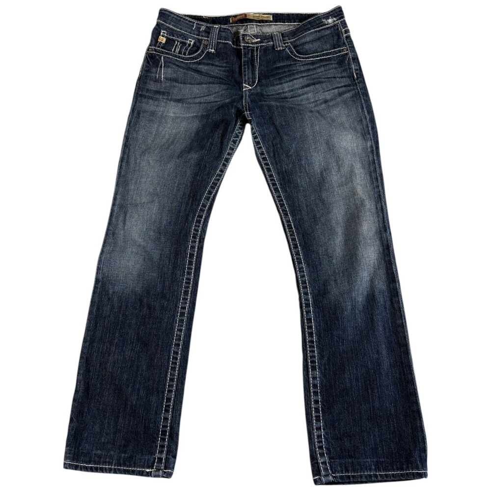 Big Star Maddie Straight Jeans Womens 31R Dark Wash Mid Rise Western Blue Denim